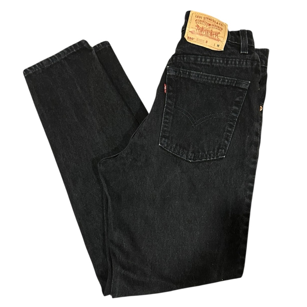 Vintage Levi’s 550 Black Denim Mom Jeans |‎ Size 11 MED Relaxed Fit Tapered Leg